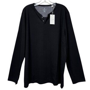 Con.Struct NWT Black Textured Henley Long Sleeve Shirt Men 3XL XXXL